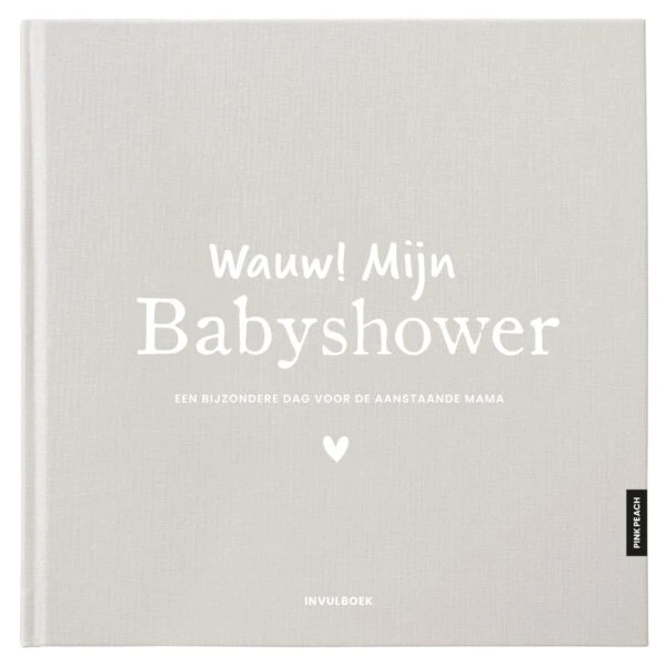 Pink Peach Mijn Babyshower Boek Linnen Zand (1)