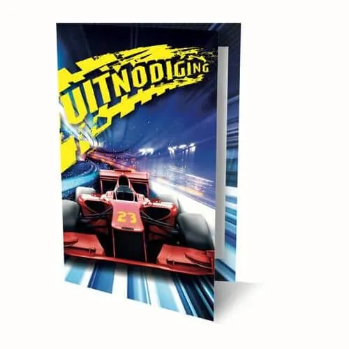 Uitnodigingen - Raceauto - 6 stuks