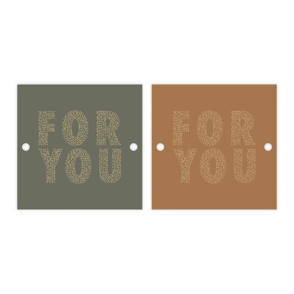 Cadeaulabels Duo - For You Dots - Green / Cognac - 50 stuks