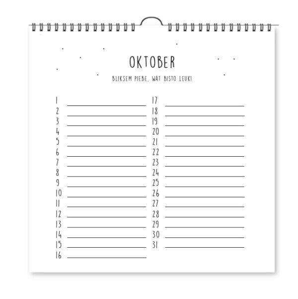 Verjaardagskalender Vierkant Krúskes Oktober