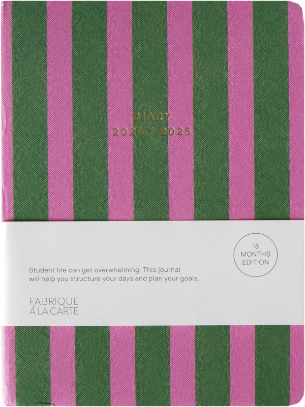 Fabrique School Diary 18 Months 2024-2025 – Stripes Green Pink