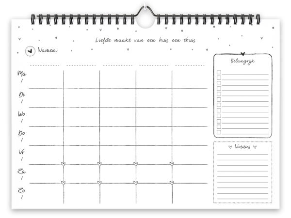 Fyllbooks Familieplanner A4 Zwart Wit (4)